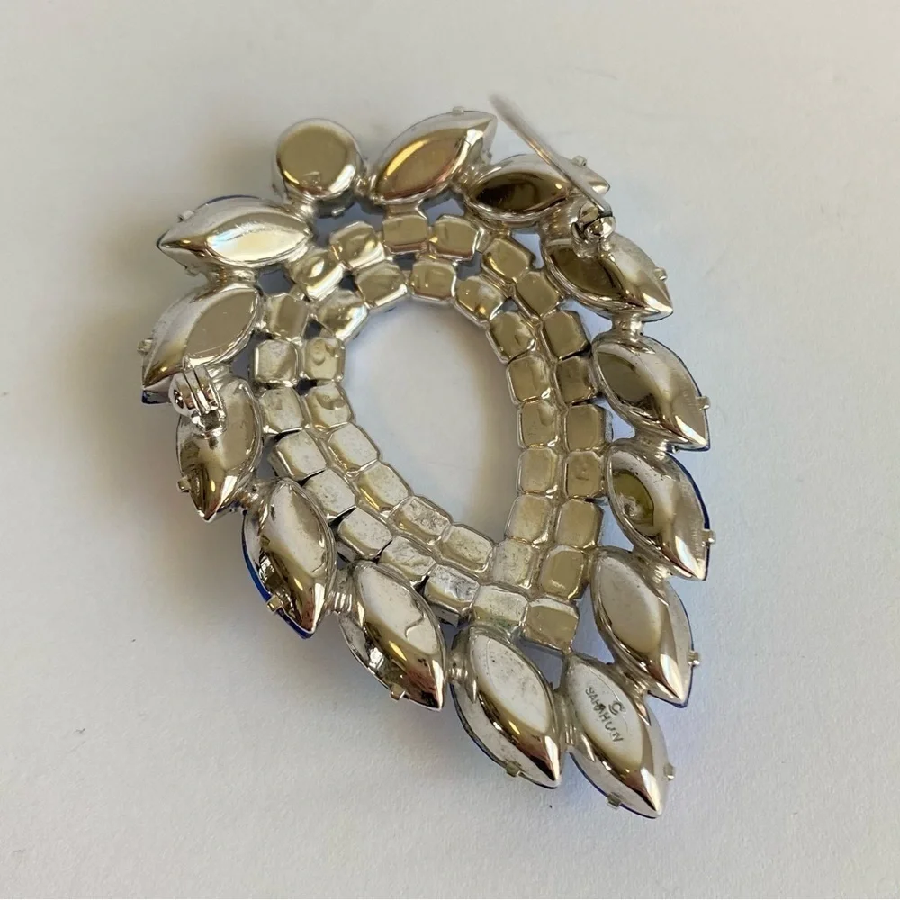 Aurora Borealis Blue Rhinestone Brooch Sarah Coventry Juliana D & E‎ Vintage Pin